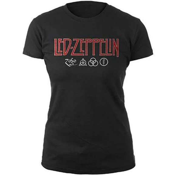 Led Zeppelin Ladies Tshirt Logo Symbols Boy Band Tshirt Unisex - Picture 1 of 4